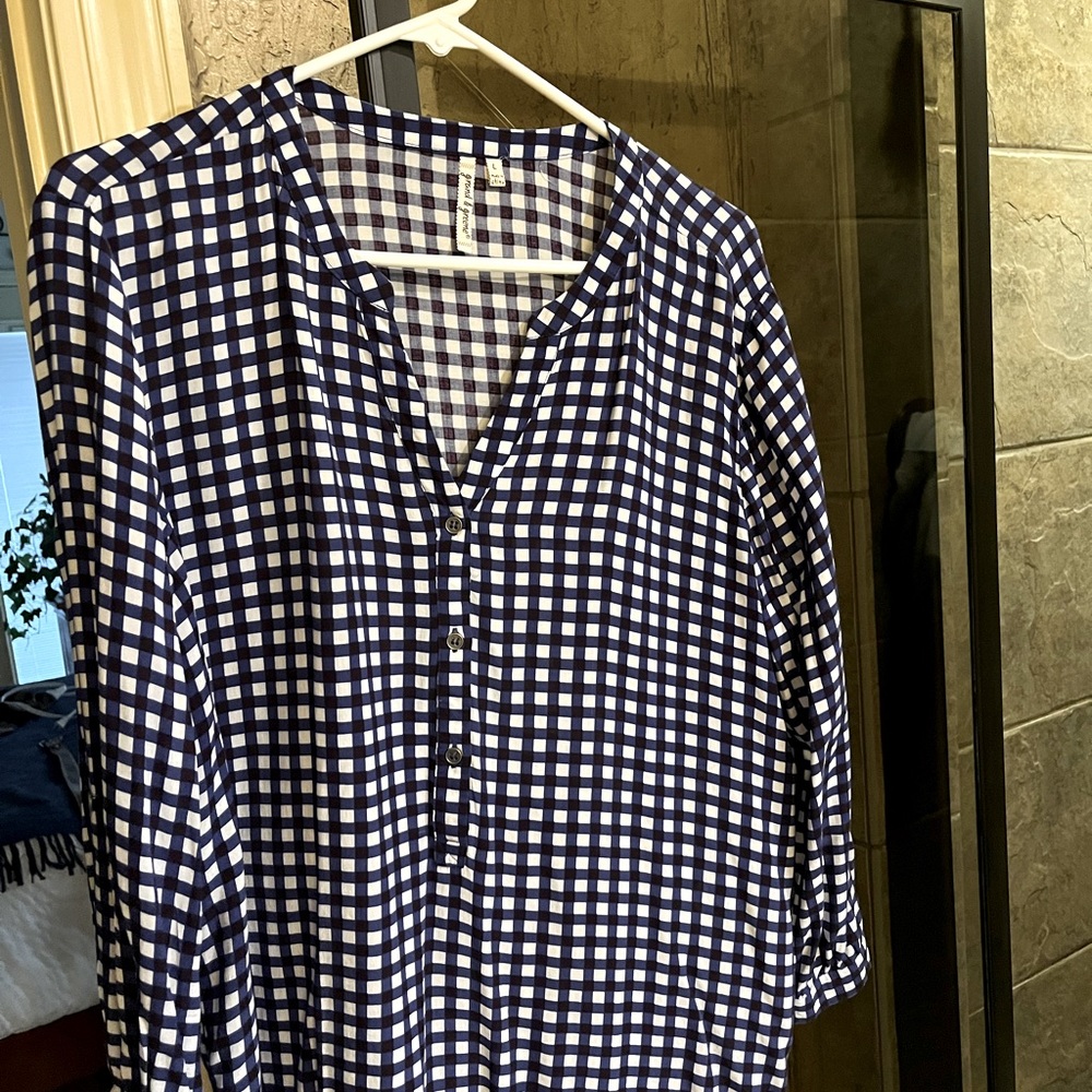 Soft baby blue check top